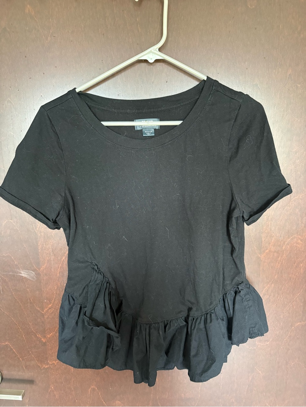 Maeve Women’s Black Peplum Short Sleeve Top -